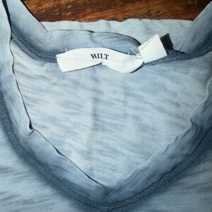 WILT Pale Blue Ribbed V-Neck Tee